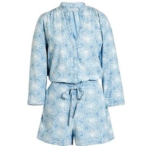 JCrew Mercantile Three-quarter sleeve printed romper
